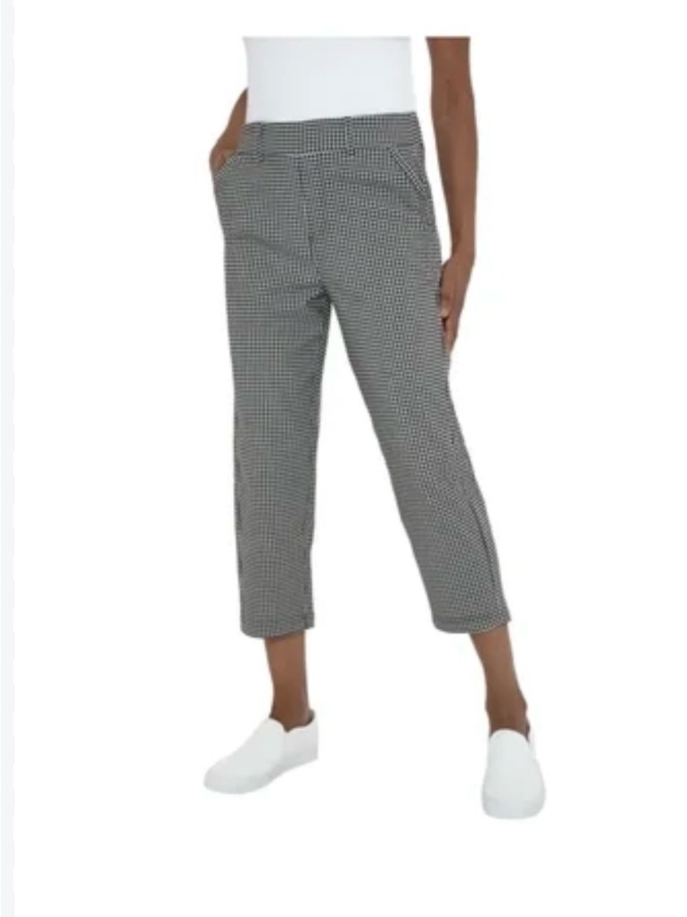 H&M Black & White Checked Cropped Trousers